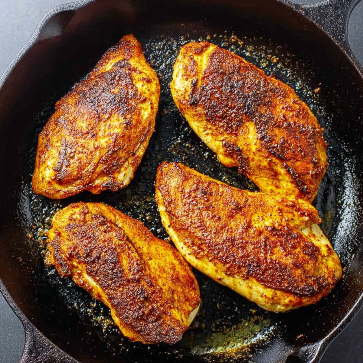 Heat 2 tablespoons of oil in a large skillet over medium heat. Once the oil shimmers, add the chicken and let it cook for 6 to 8 minutes per side. You want a nice golden crust on both sides and the chicken cooked through. Transfer the chicken to a plate and cover it loosely with foil to keep it warm.