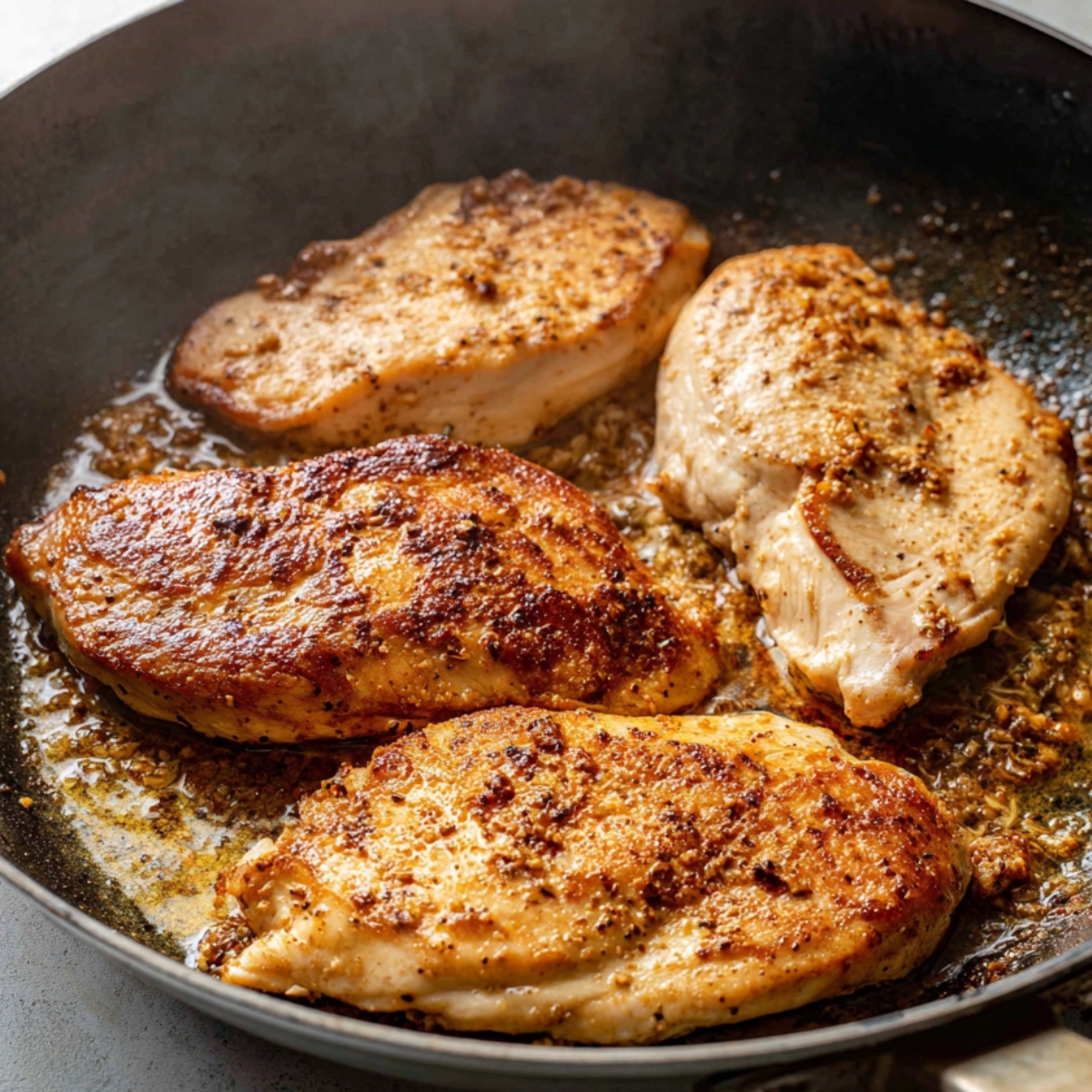In the same skillet over medium-high heat, cook the coated chicken in the bacon grease for 5 to 6 minutes on each side, or until the internal temperature reaches 165°F on a meat thermometer. The chicken should be golden and cooked through. Remove the chicken to a clean plate and set it aside.