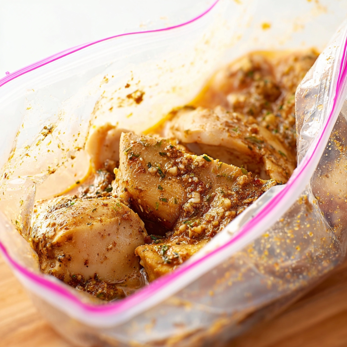Place the chicken thighs in a large ziplock bag and pour the marinade over them. Seal the bag and gently toss everything around so each piece gets coated. Pop it in the fridge and let it marinate for 1 to 2 hours. The longer it sits, the more flavor the chicken will absorb.